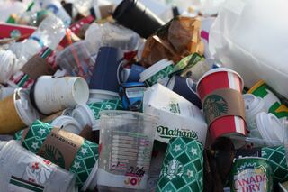 Large pile of waste from various coffee shops.
