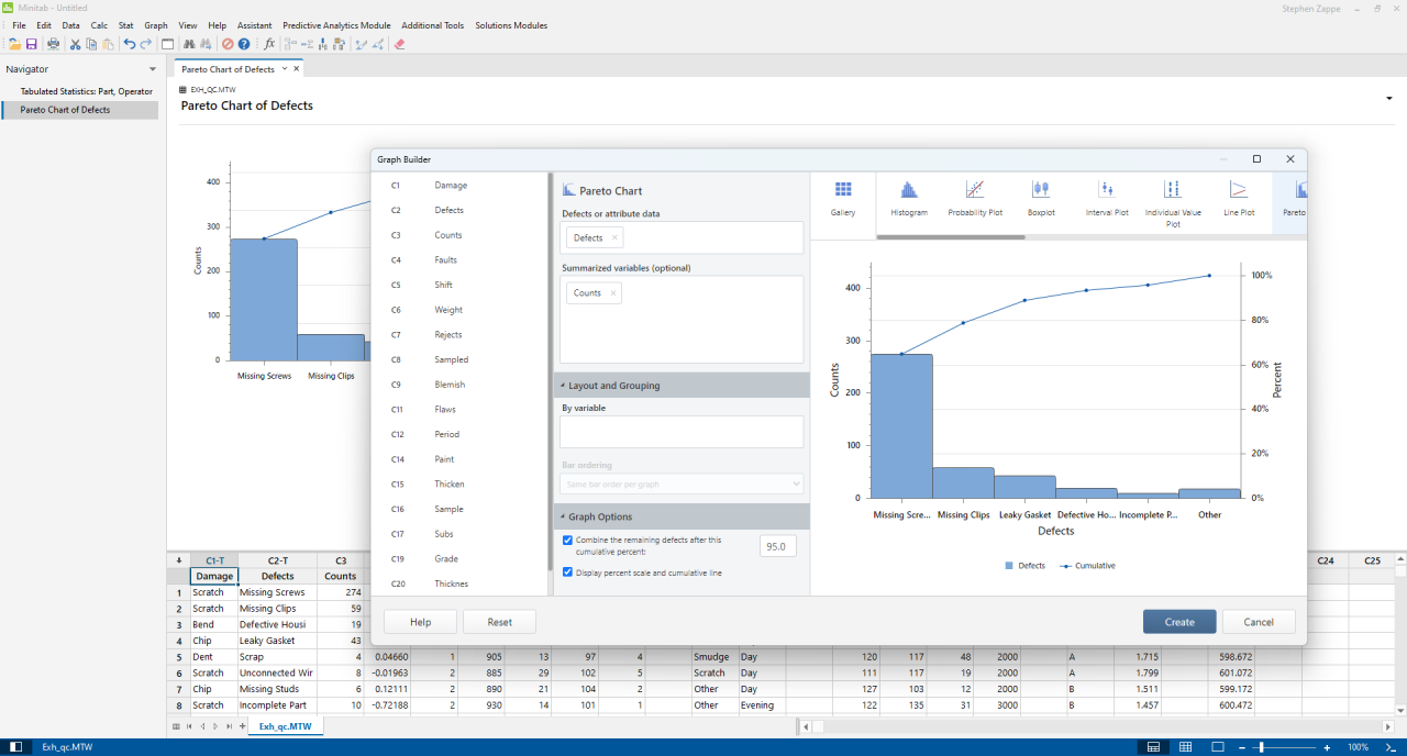 Interactive Pareto Chart